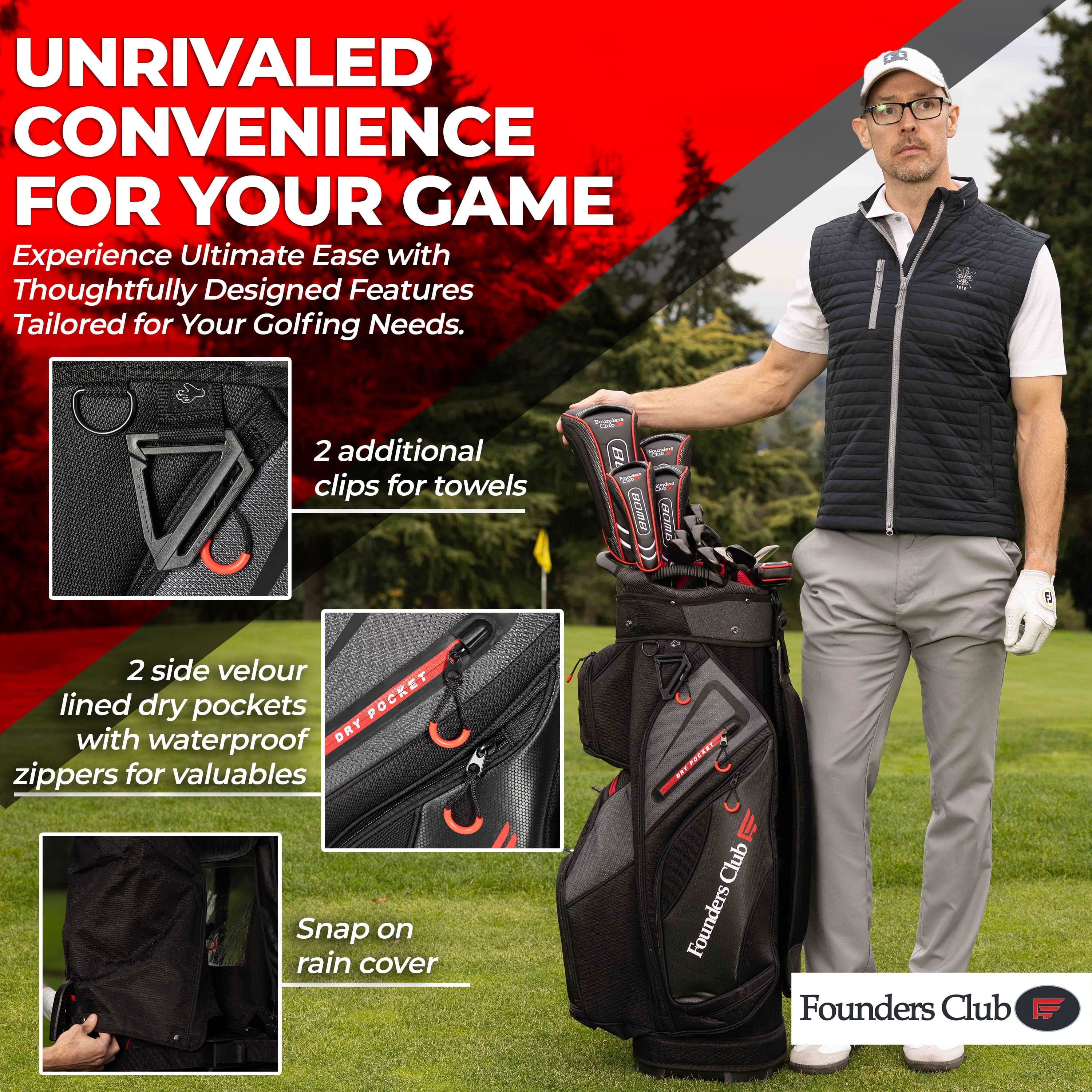 Founders Club Colorado 14 Way Full Length Divider Golf Cart Bag - Image 18