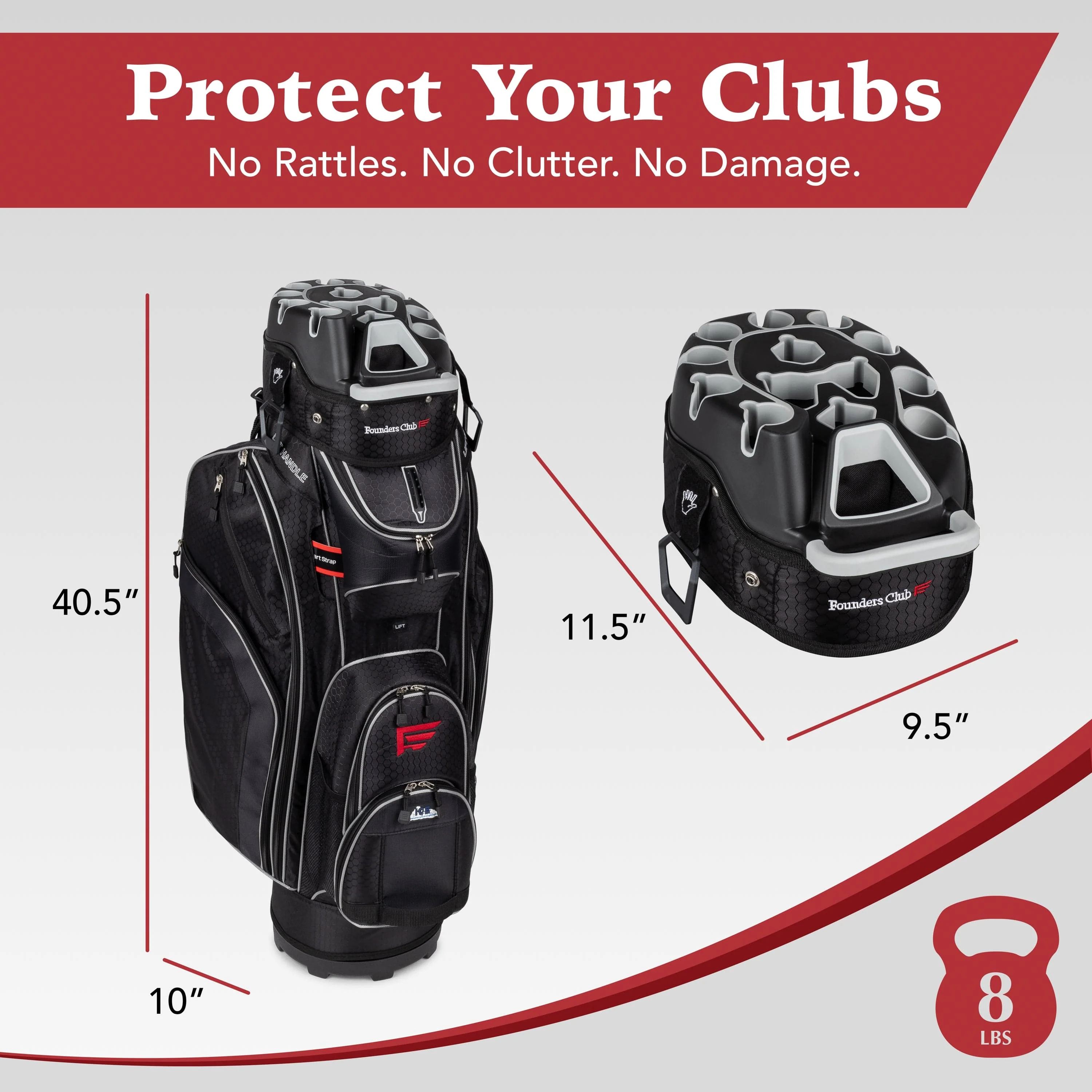 Women's Founders Club 3rd Generation Premium Organizer 14 Way Golf Cart Bag - Purple - Image 6